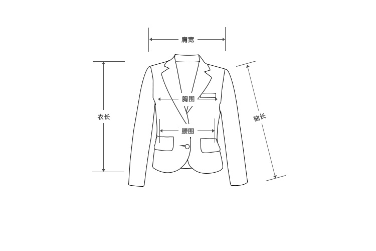 尺码指南 尺码 肩宽(cm) 胸围(cm) 腰围(cm) 衣长(cm) 袖长(cm) 2码
